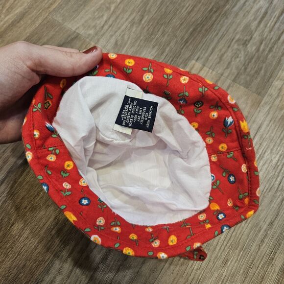Vtg The Limited Bucket Hat Baby Size S 6-12mos Red Orange Retro Cottage Boho - Picture 6 of 9